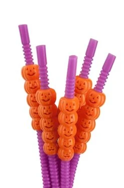 Set 5 Cannucce Halloween Viola Con Zucchette Arancio
