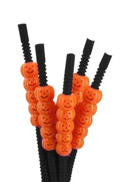 Set 5 Cannucce Halloween Nere Con Zucchette Arancio