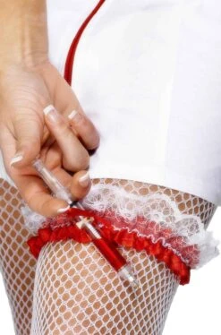 Smiffys Giarrettiera Bianca E Rossa Con Siringa E Sangue Finto Da Infermiera