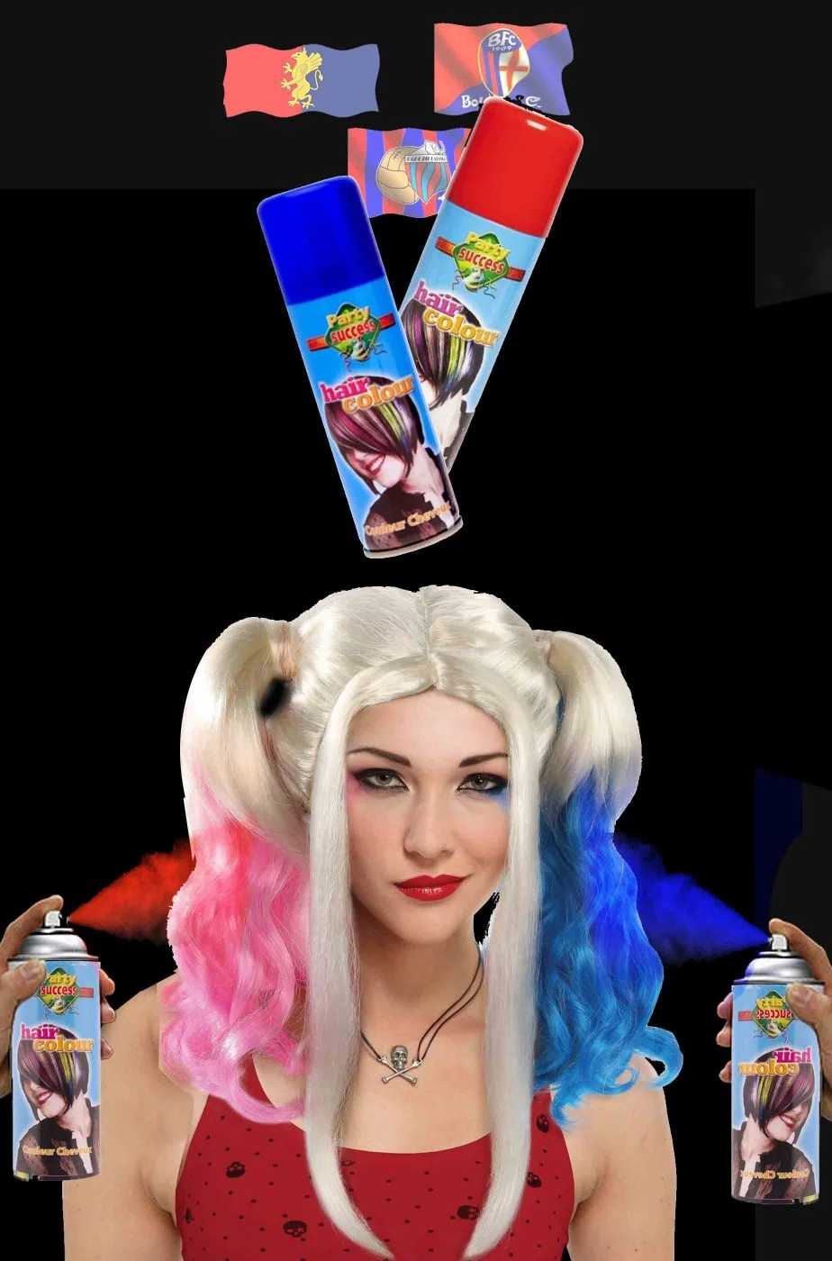 Colore Per Capelli Set Harley Quinn E Tifoso Di Genoa Bologna Catania - immagine 3