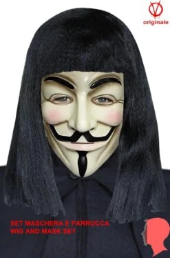 Set V Per Vendetta Guy Fawkes Originale Maschera E Parrucca