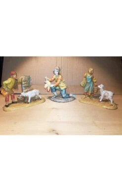 Statuine Del Presepe 10x8cm Gruppo Due Pastori Ed Il Pollaiolo