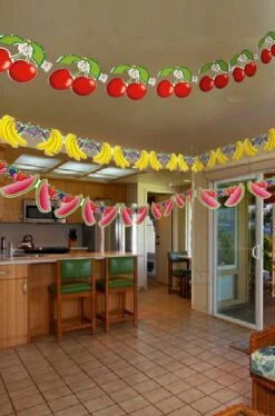 Striscioni Per Festa Tropicale Frutta Banane, Angurie, Ciliegie