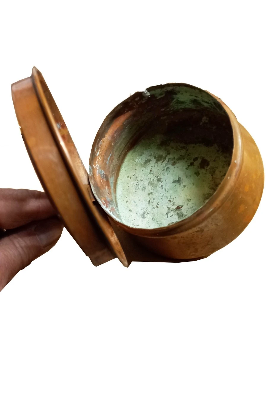 Tegame Di Rame Scaldaletto D'epoca Vintage Con Coperchio Diametro 15cm E Manico - immagine 2