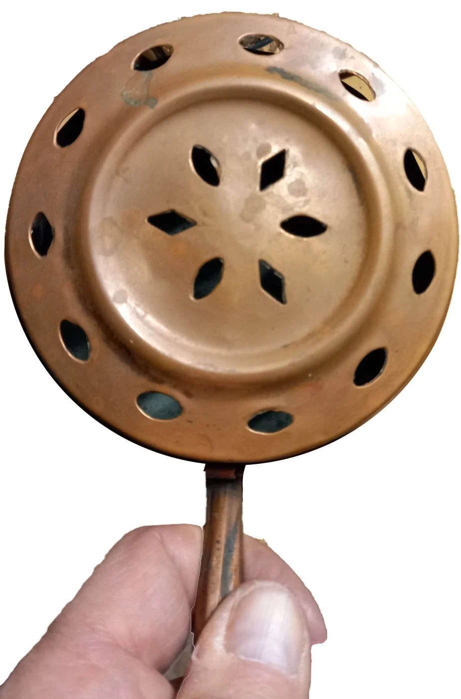 Tegame Di Rame Scaldaletto D'epoca Vintage Con Coperchio Diametro 15cm E Manico - immagine 3