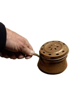 Tegame Di Rame Scaldaletto D'epoca Vintage Con Coperchio Diametro 15cm E Manico