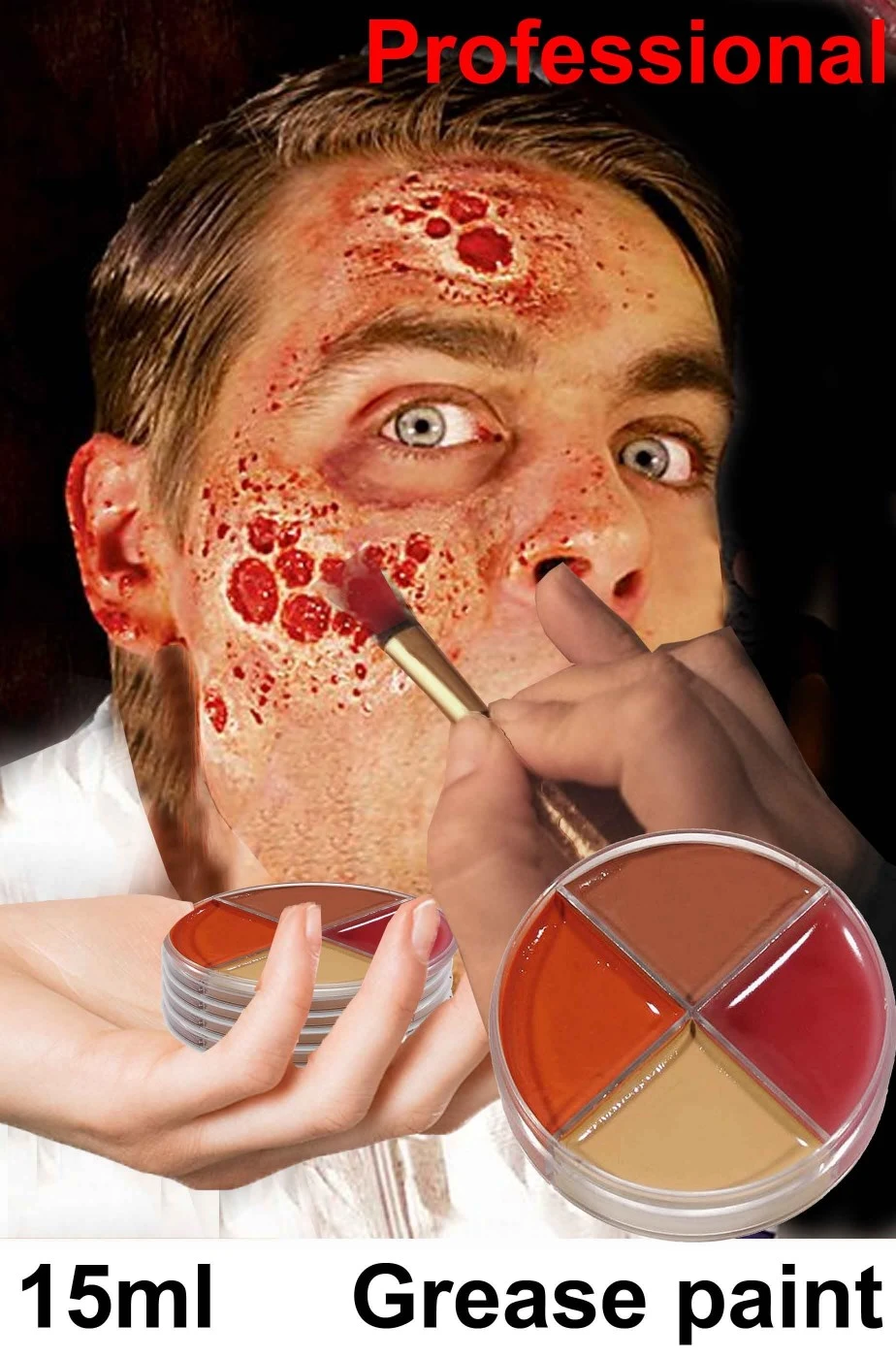 Trucco Teatrale Palette In Cialda Grease 4 Colori Bruciature 15gr