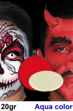 Trucco Teatrale In Cialda Aqua Color Con Spugnetta Rosso
