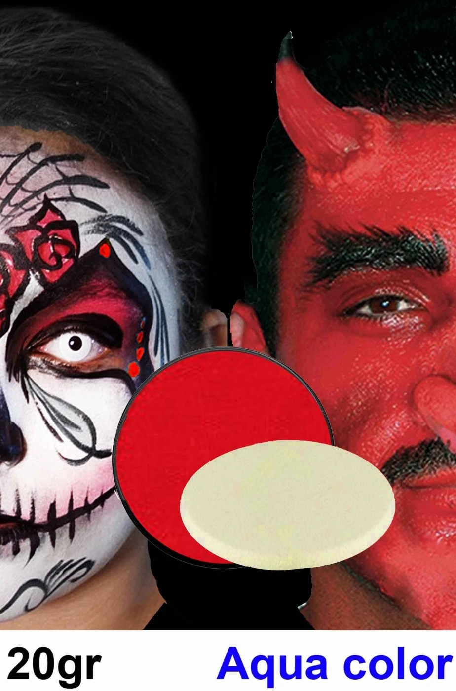 Trucco Teatrale In Cialda Aqua Color Con Spugnetta Rosso