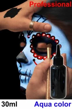 Eulenspiegel Trucco Teatrale Professionale Flacone Aqua Color 30ml Nero