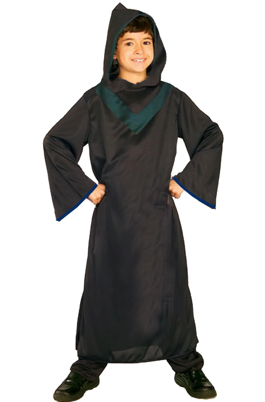 Tunica Nera Con Finiture Verde Scuro Per Halloween Bambino