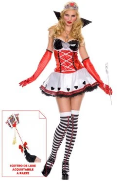 MUSIC LEGS Costume Regina Di Cuori COMPLETO