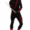 Costume Ninja Assassino Nero Tuta 2nd Skin Aderente. Si Beve Attraverso