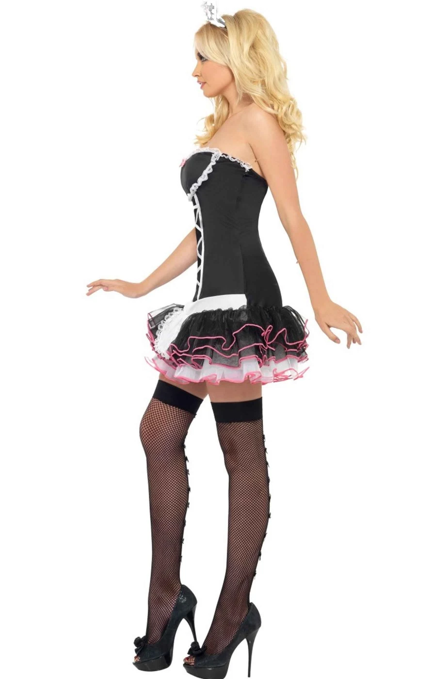 Smiffys Costume Cameriera Sexy Magenta - immagine 3
