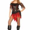 LEG AVENUE Costume Donna Piratessa Corsara Rossa E Nera
