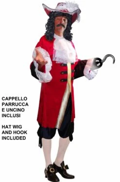 Costume Da Capitan Uncino Di Peter Pan Versione Rossa